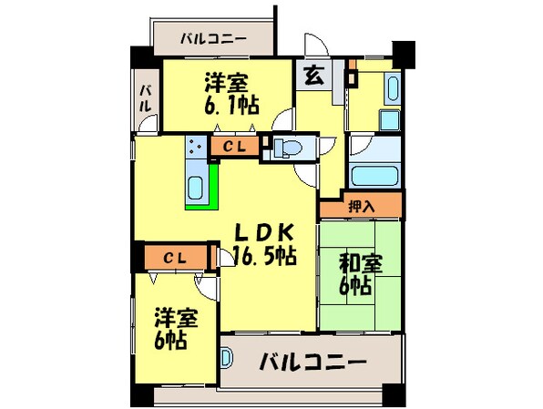 グラ－ナ平尾大池の物件間取画像